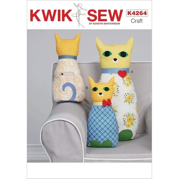 Kwik Sew K4264 Cat Shaped‎ Pillows Sewing Pattern With Pocketed Tummy