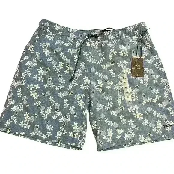NWT Fish Hippie M Deluna Volley Short Chambray Size XL 8” Inseam Resort Beach