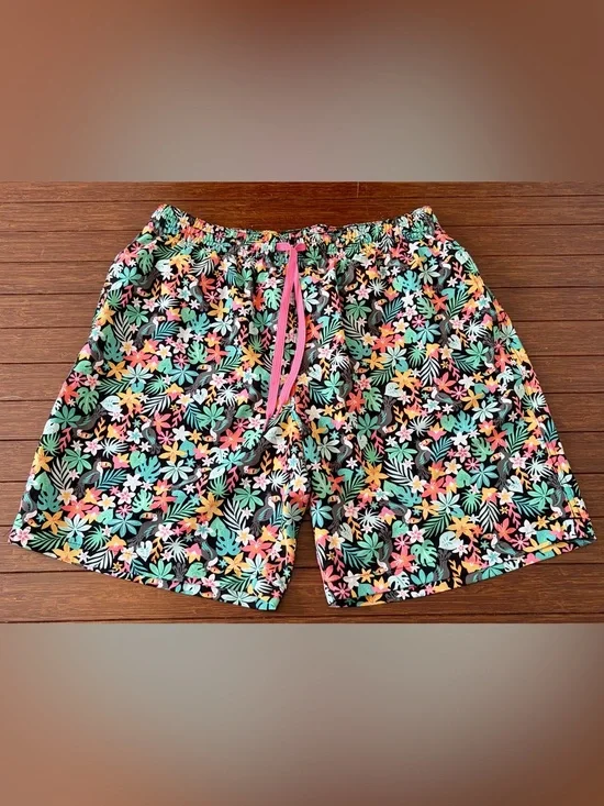 CHUBBIES The Bloomerangs Swim Trunks Shorts Sz XL Black Floral 5.5 Inseam Lined