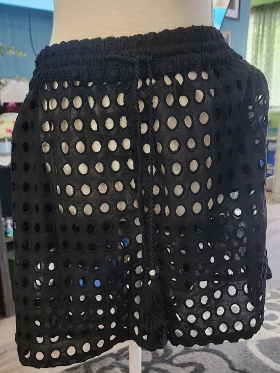 Dotti Black Eyelet Crochet Mini Skirt