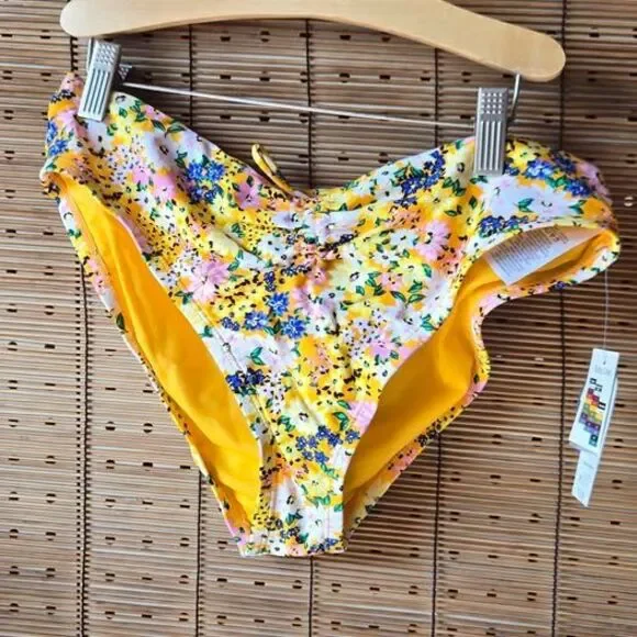 Time and Tru Women's Floral Mid-Rise Bikini Bottom Size M (8-10) NWT