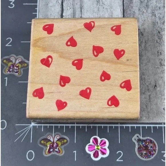 Rubber Stampede Hearts Abound Background A909E Rubber Stamp Wood #i18