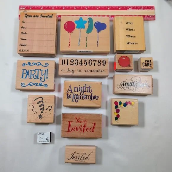 Lot #4 Party Invitation Rubber Stamps 13 Pc Stampin Up PSX Anita's 7 Gypsies