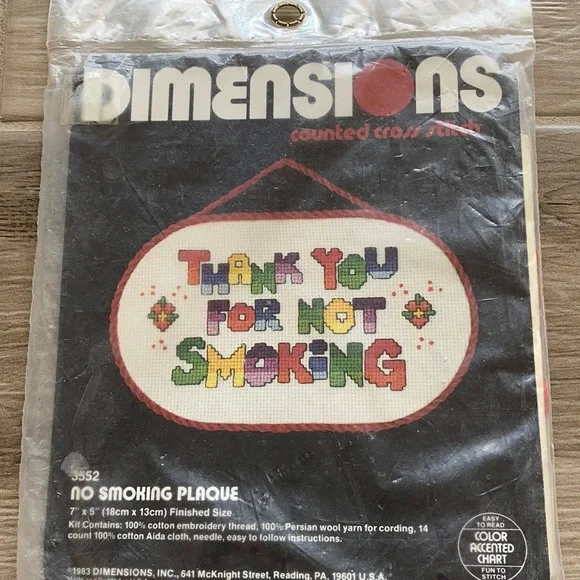 Vintage Dimensions Thank You For Not Smoking kit