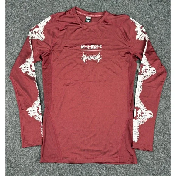 Civil Regime x Death Note Rash Guard Mens Medium Maroon Long Sleeve Anime Shirt