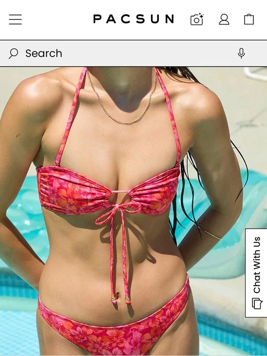 PacSun Hot Pink Floral Tie-Front Bikini Set