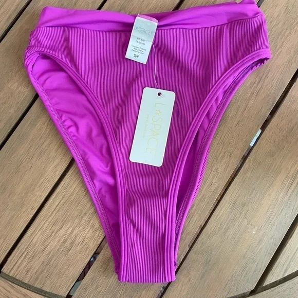 L*SPACE Bikini Bottom (pitaya purple) high waisted‎ Frenchi ribbed