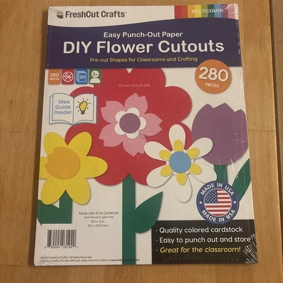 280 Pieces of DIY‎ Flower Cutouts with IDEA Guide - 2-Sided Punch Out Tulips,