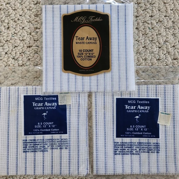 Lot of 3 MCG Textiles Tear Away Canvas  12