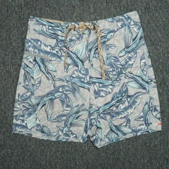 Patagonia Board Shorts Mens‎ 30 Blue Printed Wavefarer Flying Fish Swim
