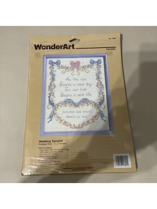 Vtg wonderart Wedding Sampler 1804