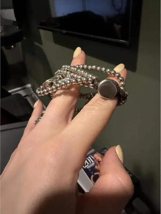 UNOde50 Silver Plated Multi Strand Bead Bracelet Excellent