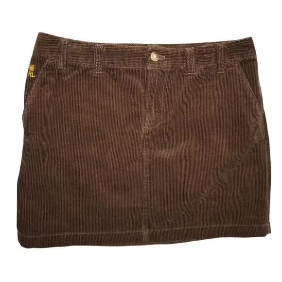 Ralph Lauren Kids Brown Corduroy Skirt – Size 16 – Y2K Preppy Crown Logo
