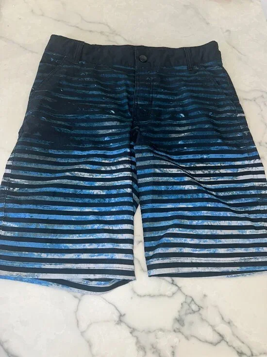 Men's Blue Striped Hybrid Boardshorts