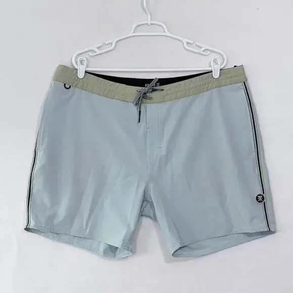 Roark Chiller Board Shorts Mens Size 40 Light Blue Lace Up Pockets Swim Trunks