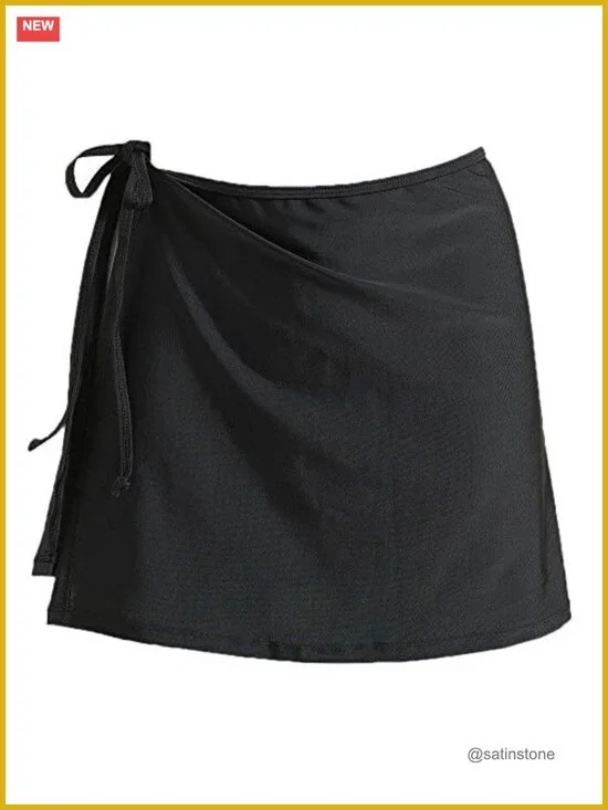 Women's Overlapped Side Tie Wrap Skirt Beach Swimwear Cover-up