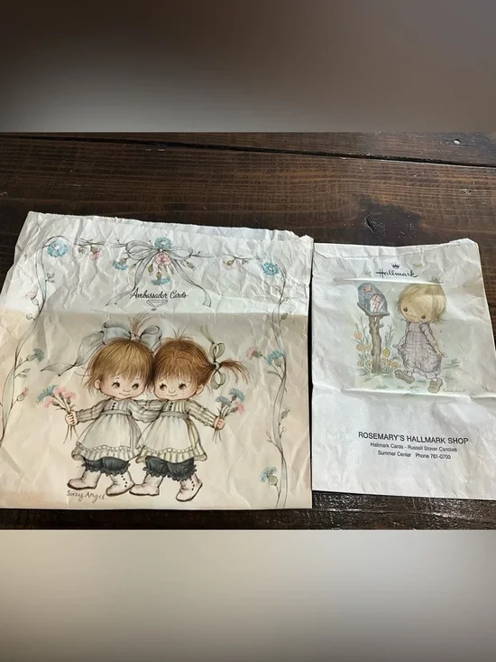 Vintage Lot of 2 1970s Ambassador Hallmark Gift Bags Collectible Decor