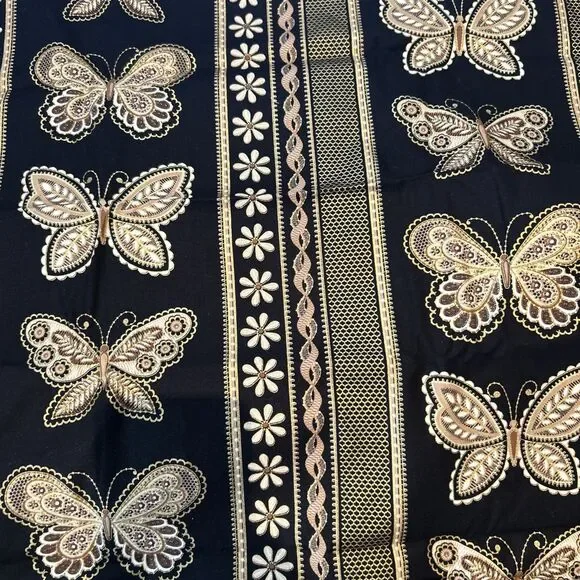 Metallic Lace Dover Hill Benartex Gold Floral Butterfly Cotton Quilting Fabric
