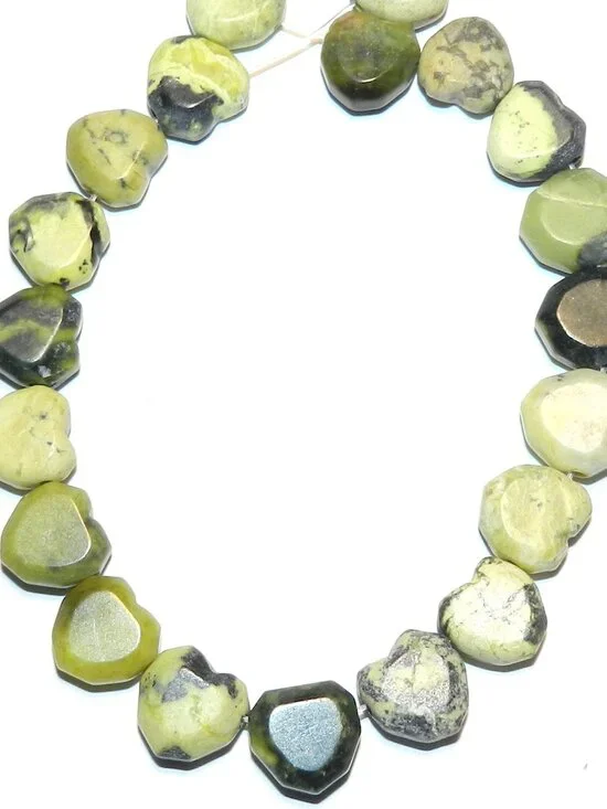 Yellow Turquoise 10mm Flat Faceted Heart Natual Gemstone Beads 15