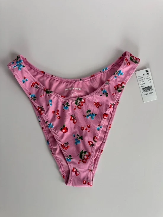 PacSun Pink Fruit Print High-Cut Bikini Bottom S NWT