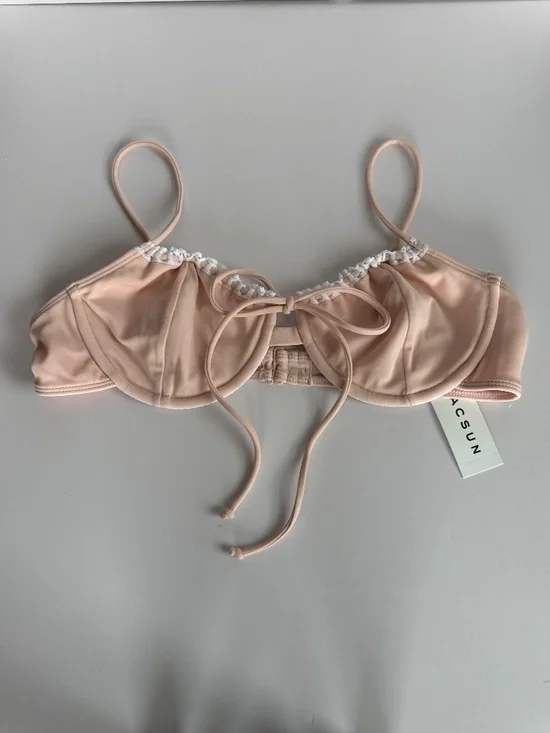 Beverly & Beck Pink Underwire Tie-Front Bikini Top M NWT