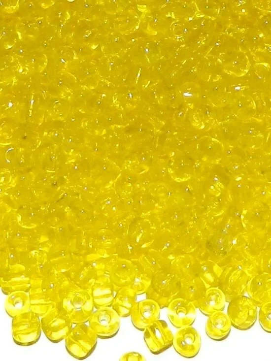Yellow Transparent 6/0 4mm Rondelle Glass Seed Beads 1-Ounce SB1218