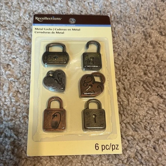 Recollections Decorative Metal Locks Set - Black, Silver, Bronze