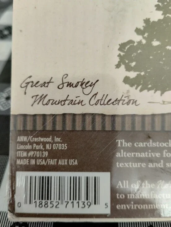 Scrapbook Paper ANW/Crestwood Inc. Great Smokey Mountain Collection New