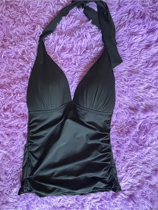 Black Halter Tankini Top Swimsuit - Classic Black NWT
