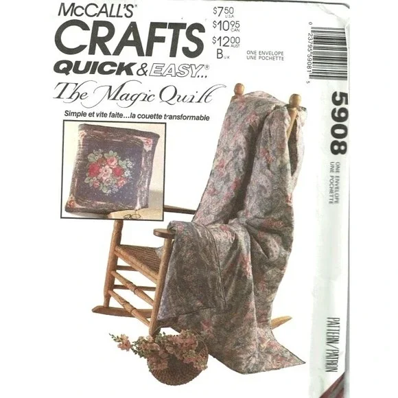 McCalls Sewing Pattern 5908‎ Magic Quilt Turns into Tote Bag