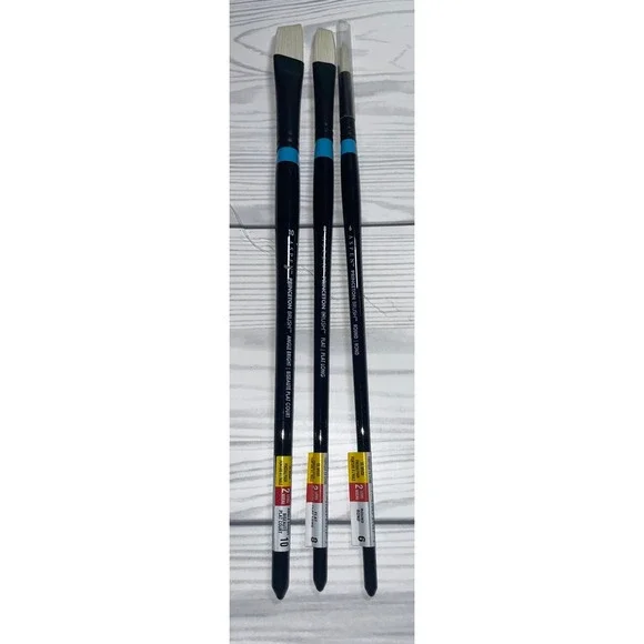 Princeton Aspen Brush Oil Paint Brush Set of 3 Round Flat‎ Angle Bright NWT