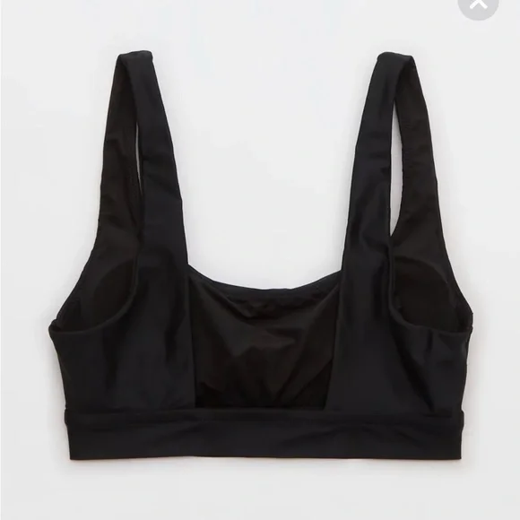 2/$30 Aerie Black Banded Wide Strap Scoop Bikini Top Small NWT