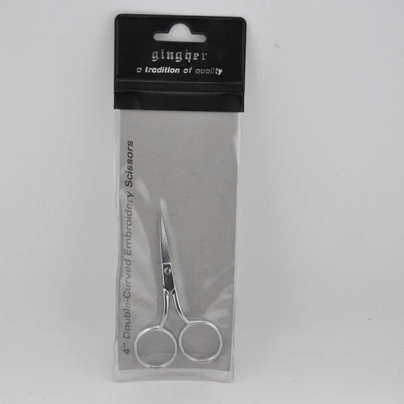 Gingher Embroidery Scissors 4in Silver New Double-Curved‎ G-4DC Snips