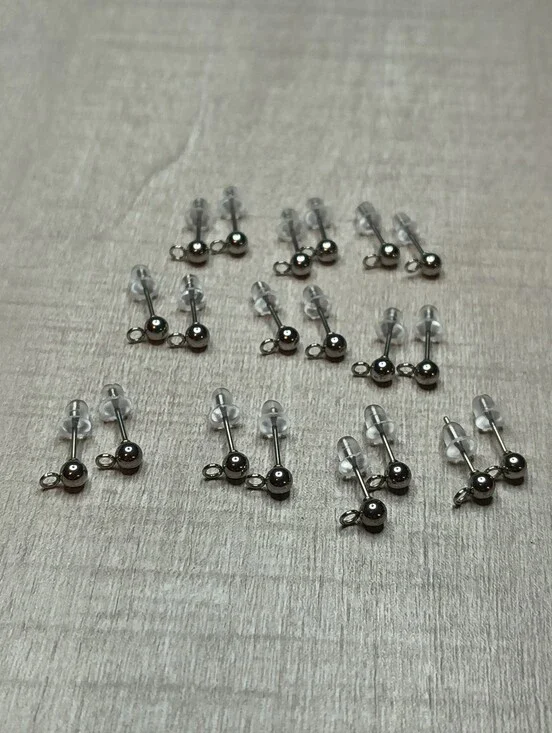 20pc Stainless Steel 4mm Ball Post Earring Components with Loop (10 Pairs) #1