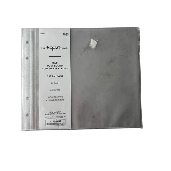 The Paper Studio Scrapbook Refill Pages 8x8 Clear NEW 25 Pack Post Bound‎ 101980