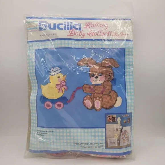 Baby‎ Bunny N' Toys Plastic Canvas Kit - Bucilla #6004 - Lullaby Baby Collection