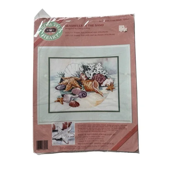 Vtg Dimensions From The Heart Seashells In The Sand No Count‎ Cross Stitch 53921