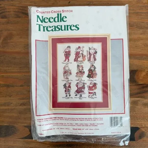 Needle Treasures Santa Through the Years Counted Cross Stitch Kit 12x16