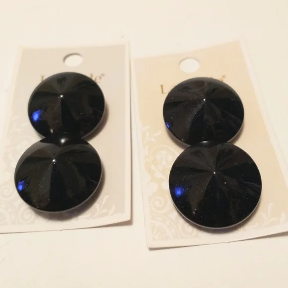 LA MODE Large Buttons 4‎ Round Pyramid Black Plastic 1 1/8