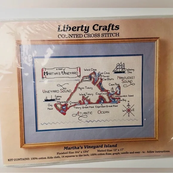 Rare 1980s Kit Liberty Crafts map NANTUCKET ISLAND 18.5x13.5