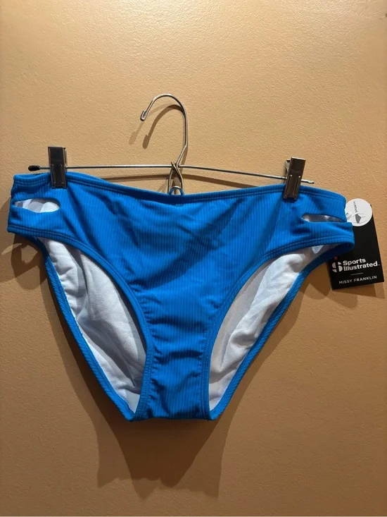 Sports Illustrated Missy Franklin Blue Ribbed Bikini Bottoms Size Medium NWT