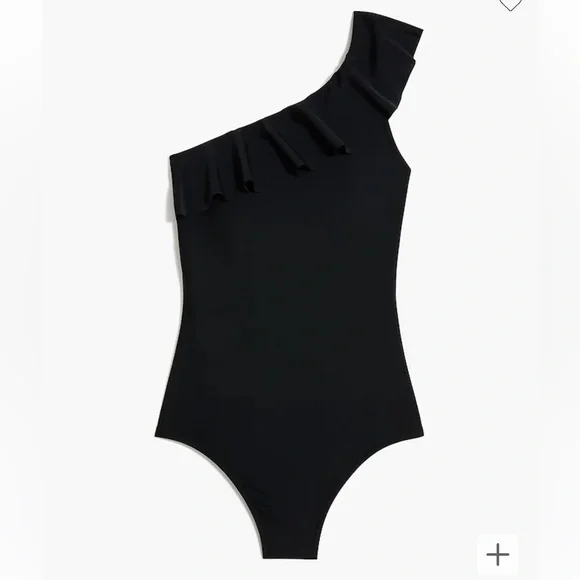 J.Crew Factory Ruffle one-shoulder one-piece swimsuit Size XL Black