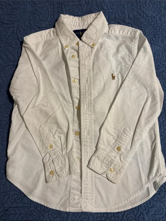 Ralph Lauren Kids White Oxford Button-Down Shirt with Pony Embroidery