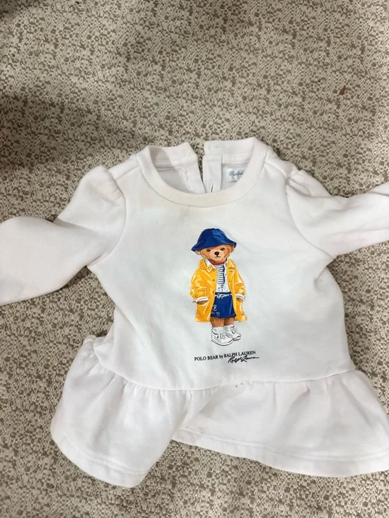 Ralph Lauren White Baby Sweatshirt with Blue Logo