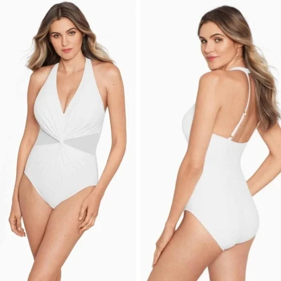 New! Miraclesuit White Illusionists Wrapture One Piece Swimsuit 3248