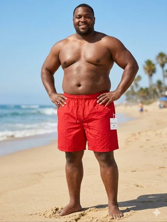 NWT BINGFUFOXS Men’s Red Swim Trunks Board Shorts Size 4XL