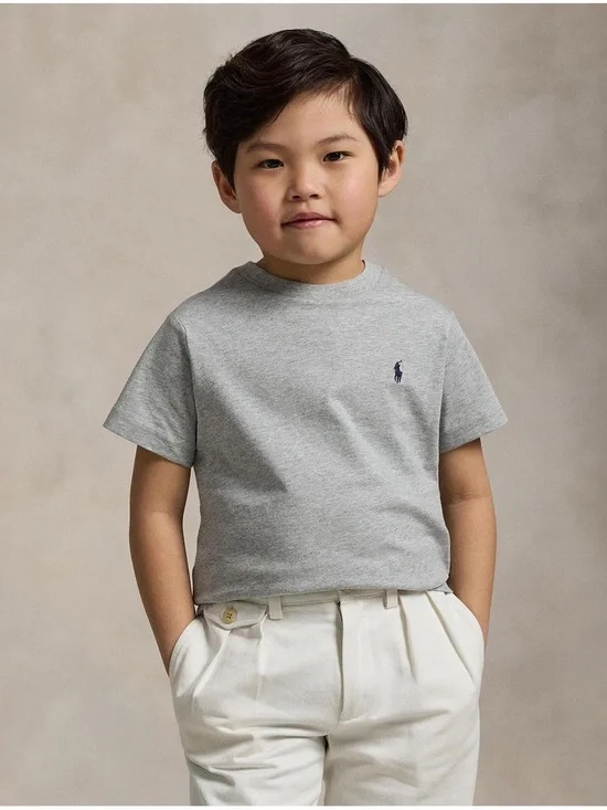 Polo Ralph Lauren Boys Sz 3T Tee T-Shirt Gray Solid Pony Logo Short Slv.