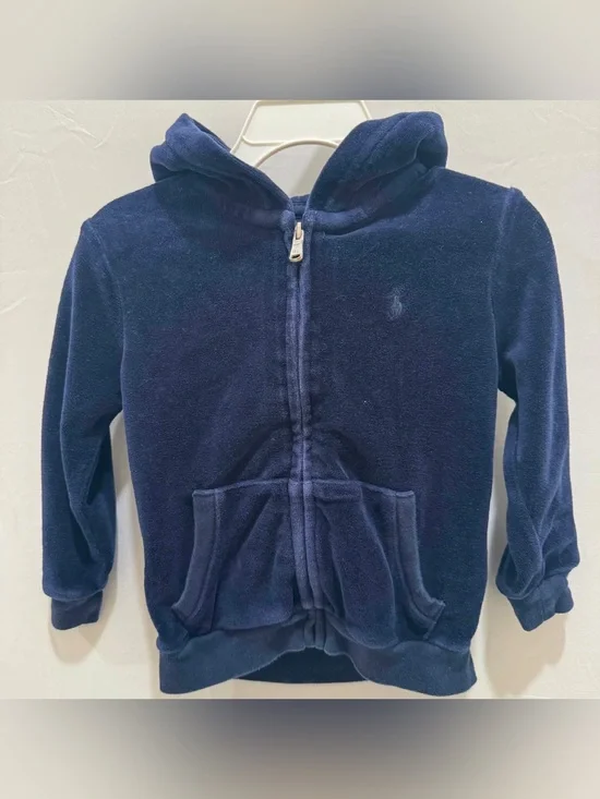 Ralph Lauren Kids Baby Navy Zip Velour Hoodie Size 24 months