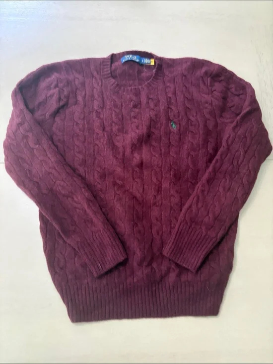 Ralph Lauren Kids Wool/Cashmere Cable-Knit Sweater in Wine