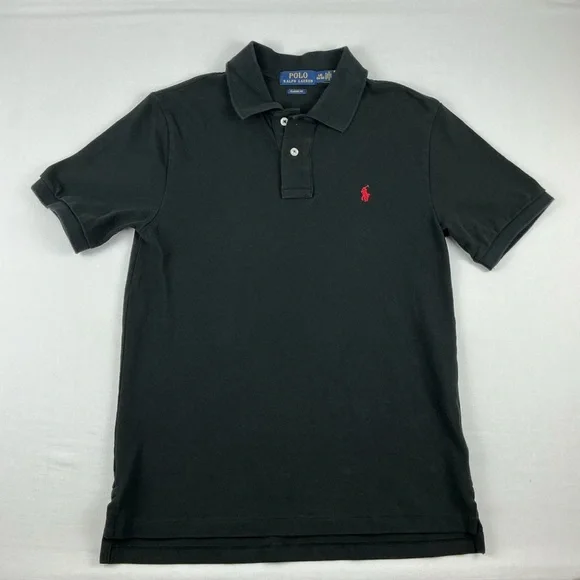 Polo Ralph‎ Lauren Classic Fit Shirt  Boys L (14-16) Black Pony Red Short Sleeve
